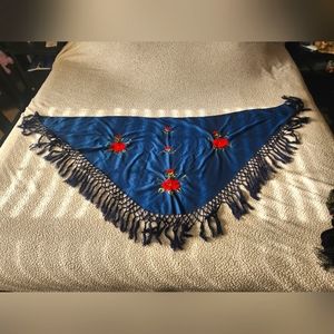 Womens Embroidered Triangle Scarf